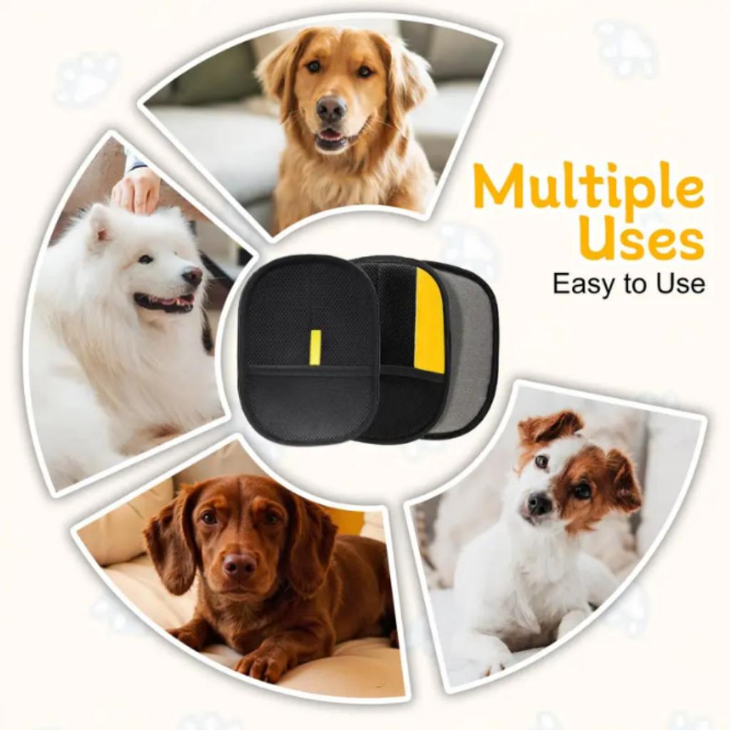 2x Electrostatic Pet Hair Removal Gloves Brush Double-sided Pet Grooming Glove