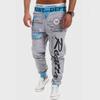 Men's Hip Hop Drawstring Elastic Waist Pants with Letter Print
