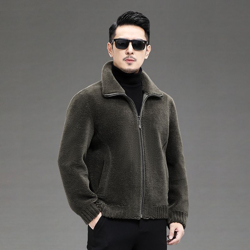 Зимнее пальто из чистой шерсти с двусторонними лацканами, куртка из овчины, меховая куртка, все в одном, для мужчин