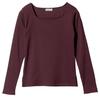 United Arrows Green Label Relaxing Bright Rib Square Neck Long Sleeve Cut and Sew, Antibacterial, 35121000007, 3900 WINE (39) FREE