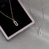 Banyan Tree S925 Silver Geometric Paperclip Necklace with Sparkling Diamond