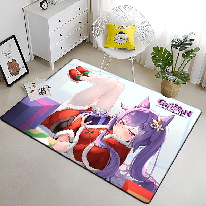Genshin Impact HD Printed Carpet Household Rug Children's Room Living Room Chair Bedside Modern Simple Floor Mat Kawaii Rug
