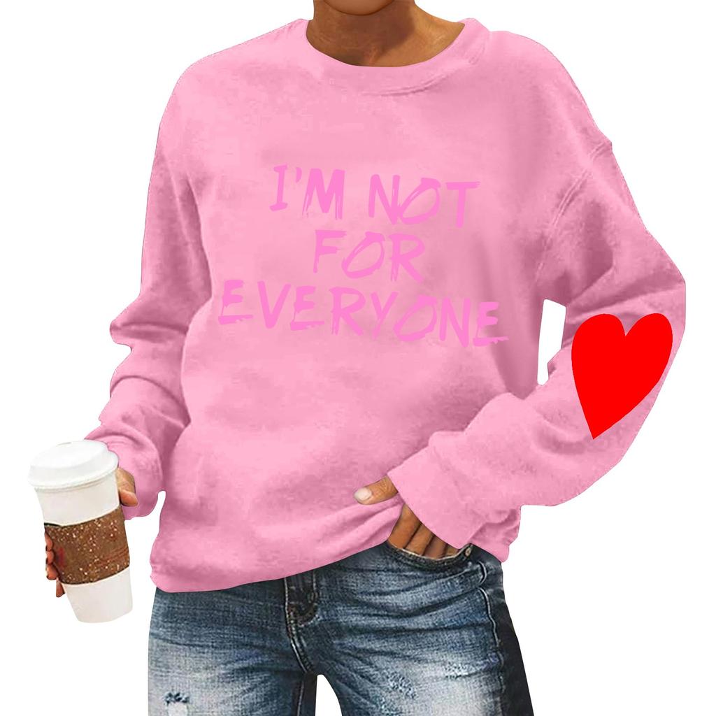 Женская повседневная мода ко Дню святого Валентина с принтом, длинным рукавом, круглым вырезом, толстовки, пуловеры, топы