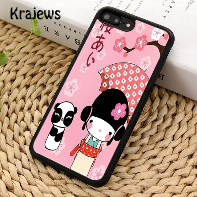 Krajews Милая японская кукла Кокеши Чехол для телефона Cover Для iPhone 17 Air 16 15 14 plus 11 12 13 pro max coque Оболочка Fundas