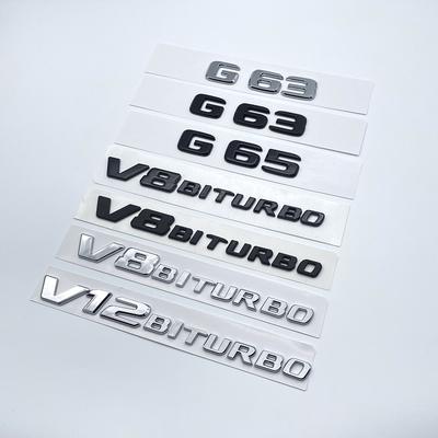 2017 Плоские буквы G63 G65 V8 Biturbo V12 Biturbo Шильдик для Mercedes Benz AMG W463 Автомобиль Боковое Крыло Багажник Шильдик Название Наклейка