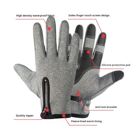 1 пара зимних перчаток для велоспорта, ветрозащитные, водонепроницаемые, для сенсорных экранов, с отличным сцеплением, унисекс, противоскользящие, для холодной погоды, для вождения, катания на лыжах и коньках