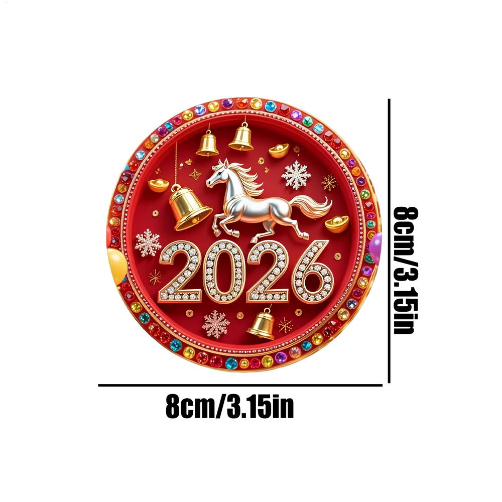 2026 Новогодние Украшения Магнитные 2D Плоская Акриловая Наклейка Лошадь Китайское Животное Магнит на Холодильник Для Двери Шкафчика Шкафа 8 см