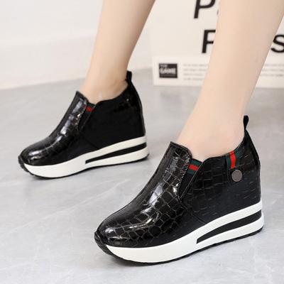 Туфли на каблуке Wegde для женщин, увеличивающие рост, кроссовки, мокасины, женские кроссовки на платформе, женская повседневная обувь из искусственной кожи