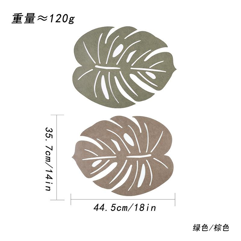 Hot-selling simulated turtle back leaf placemat tree leaf home decoration hollow insulation mat double-sided color table mat