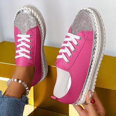 Обувь больших размеров для женщин весна-осень 36-44 повседневная мода со стразами на платформе нескользящие балетки кроссовки