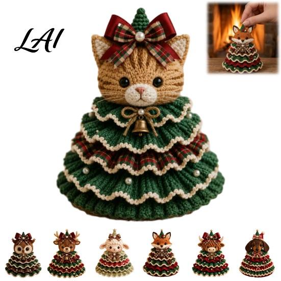 DIY Yarn Knitting Projects Animal Christmas Tree Crochet Kit Highland Cow Cute Handmade Holiday Ornament Dachshund Cat Crafting Kit for Beginners,