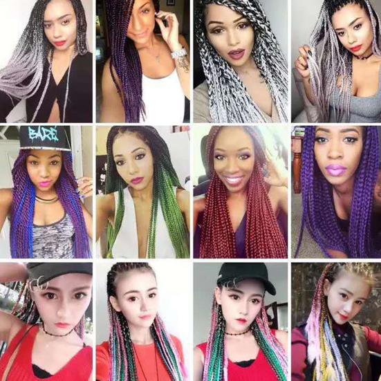 Градиентный цветной парик для женщин, плетеное наращивание волос для клуба