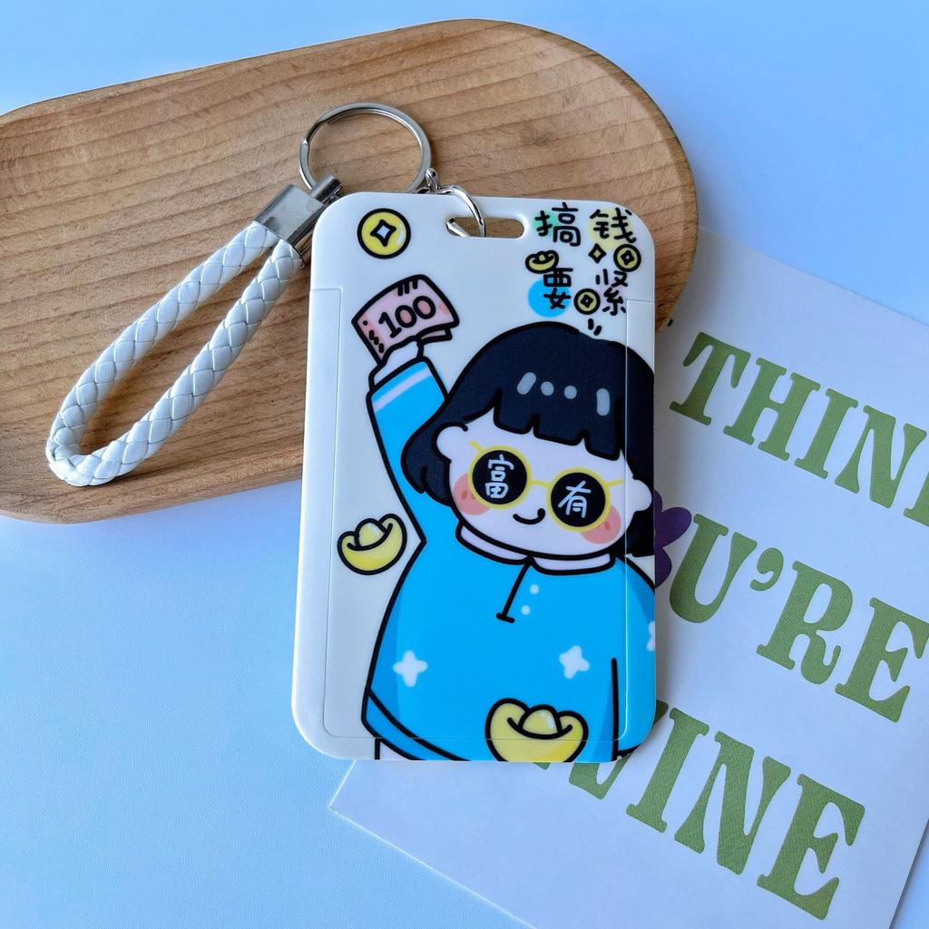 Чехол с мультяшным принтом, идентификационная бирка, чехол для рабочей карты с эластичным ремешком на запястье, держатель для бейджа, чехол для деловой карты доступа