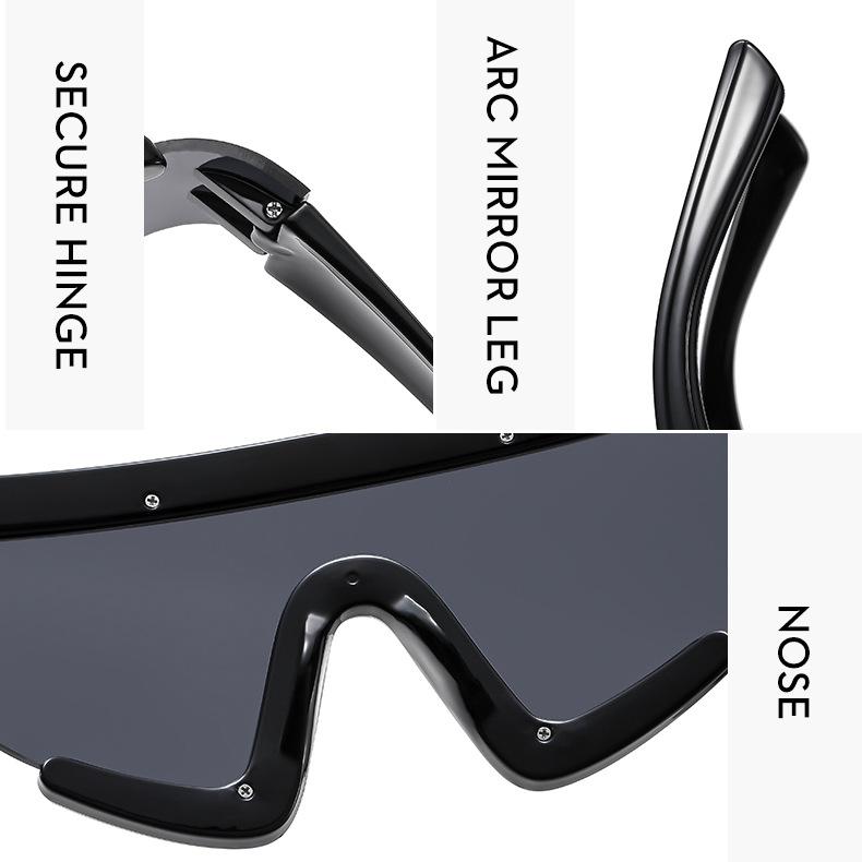 2025 Punk One-Piece Shield Sunglasses For Women Men Big Frame Luxury Brand Y2K Windproof Glasses Sports Cycling Eyewear UV400