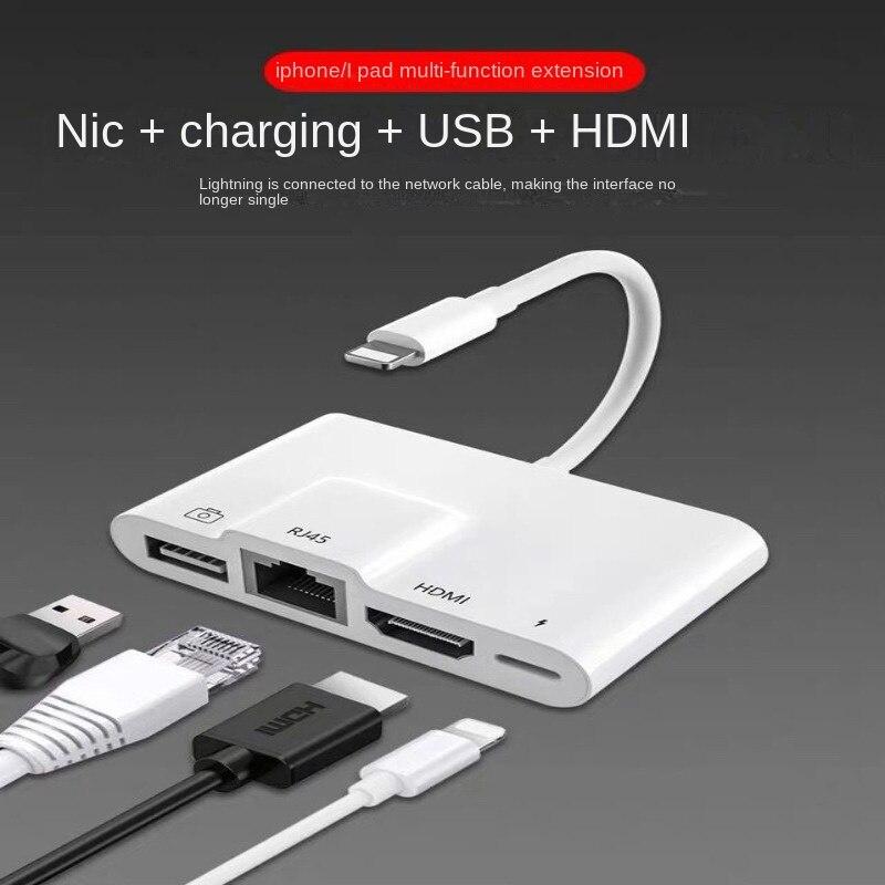 Конвертер сетевого кабеля мобильного телефона Apple, подключение Ipai к адаптеру Ethernet, подключение iPhone к ТВ-проекции с одним и тем же экраном