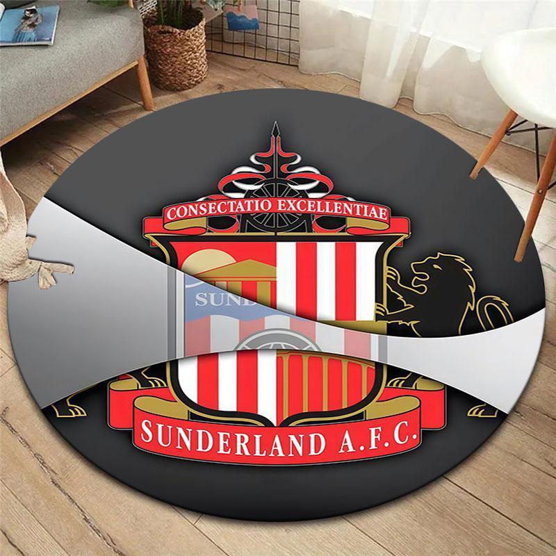 Sunderland Association Football Club Round Area Rug,Carpet Rug for Living Room Bedroom Sofa Playroom Decor,Non-slip Floor Mat