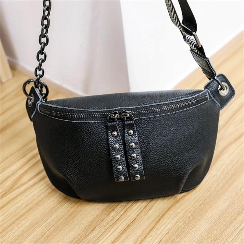 Genuine Leather Moon Chest Bag for Women Luxury Brand Crossbody Sac Female Soft Cowhide Shoulder Messenger Bags Waist Packs Hot