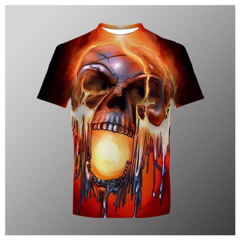 Summer Horror Skull 3D Print Men's T-Shirt Loose O-Neck Short Sleeve Skull Street Rock Hip Hop Top and T-shirt Men's Clothing 6XL