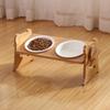 Dish Cute Cat Food Dog Table Wooden Ceramic Raised Water Bowl Double Supplies Pet Pets Stand Feeder