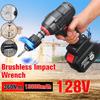 128V Electric Brushless Wrench 19800mAh Large Capacity Power Wrench Tool 1 OR 2 Lithium Batteries