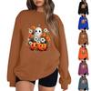 Women's Casual Fashion Printed Long Sleeved Knitted Sportswear Top, Loose Fit Halloween