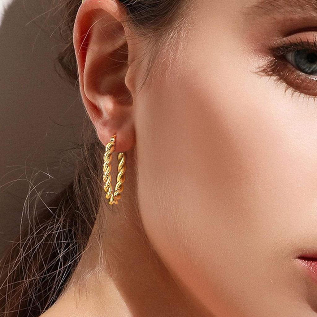 Серьги из нержавеющей стали, серьги-твисты, золотые серьги в форме буквы С, простые и модные женские украшения
