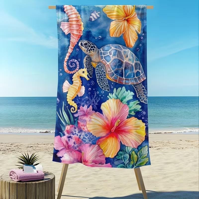 Пляжное полотенце с принтом морской звезды и ракушки, быстросохнущее, впитывающее, устойчивое к песку, легкое полотенце для летнего пляжного отдыха, кемпинга