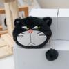 Кошелек-брелок в виде кота из плюша с длинным плюшевым мехом для монет и наушников