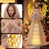 Pre-Lit Guardian Angel Christmas Figurine Fabric Doll with Gold Wings LED Lights for Festive Home Decor Women's Gift
