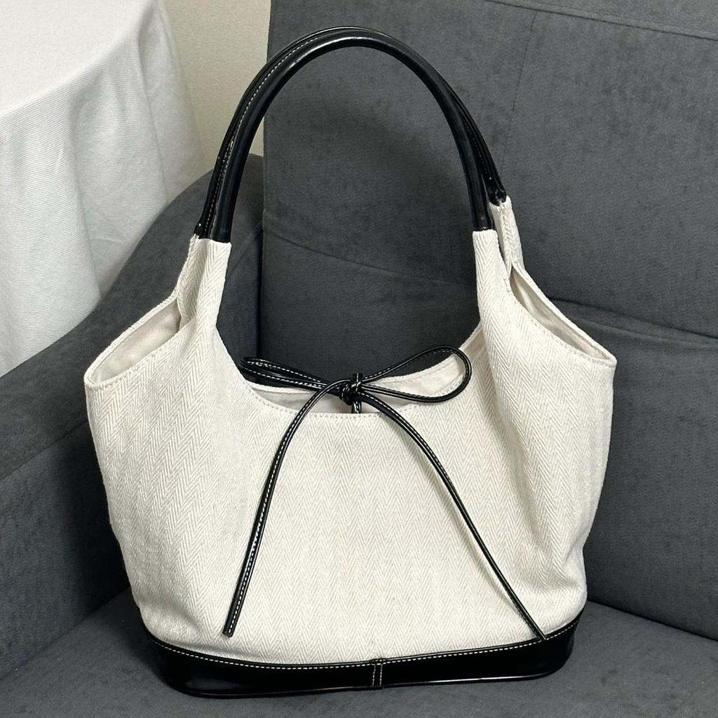 Корейский шик холщовая сумка-тоут: 2025 Новая модная универсальная женская сумка через плечо