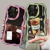 Silicone Soft Wave Case Glossy Fashion Lemon Coffee Tea Shell Mobile Phone Black Back Cover for Oppo Vivo Realme Infinix