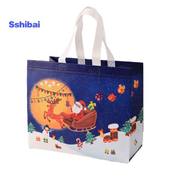Рождественский подарочный пакет Санта-Клаус Снеговик Дизайн большой емкости с двойной ручкой из нетканого материала Подарочная упаковка для конфет