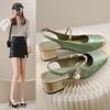 Новый китайский стиль, национальный стиль, сандалии баотоу, женские туфли Мэри Джейн на среднем каблуке, летний темперамент, толстый каблук, высокий каблук, одинарные туфли