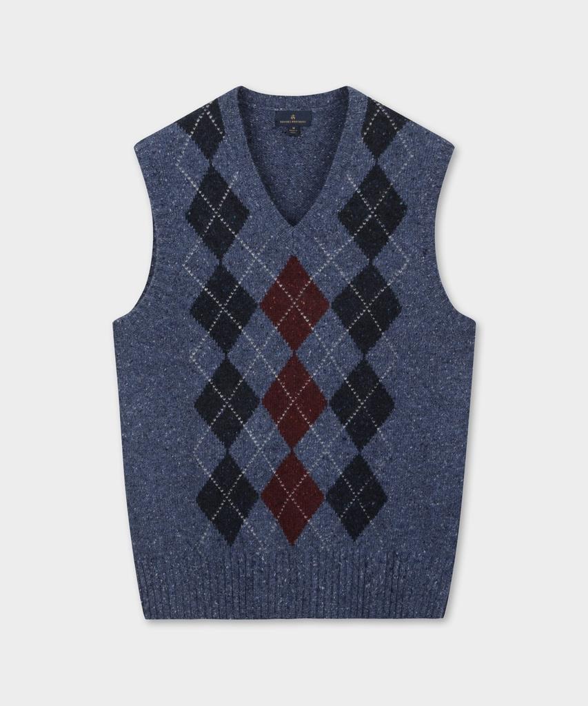 Brooks Brothers Wool Argyle Pattern Vest (Blue) (Bbwvmff401)