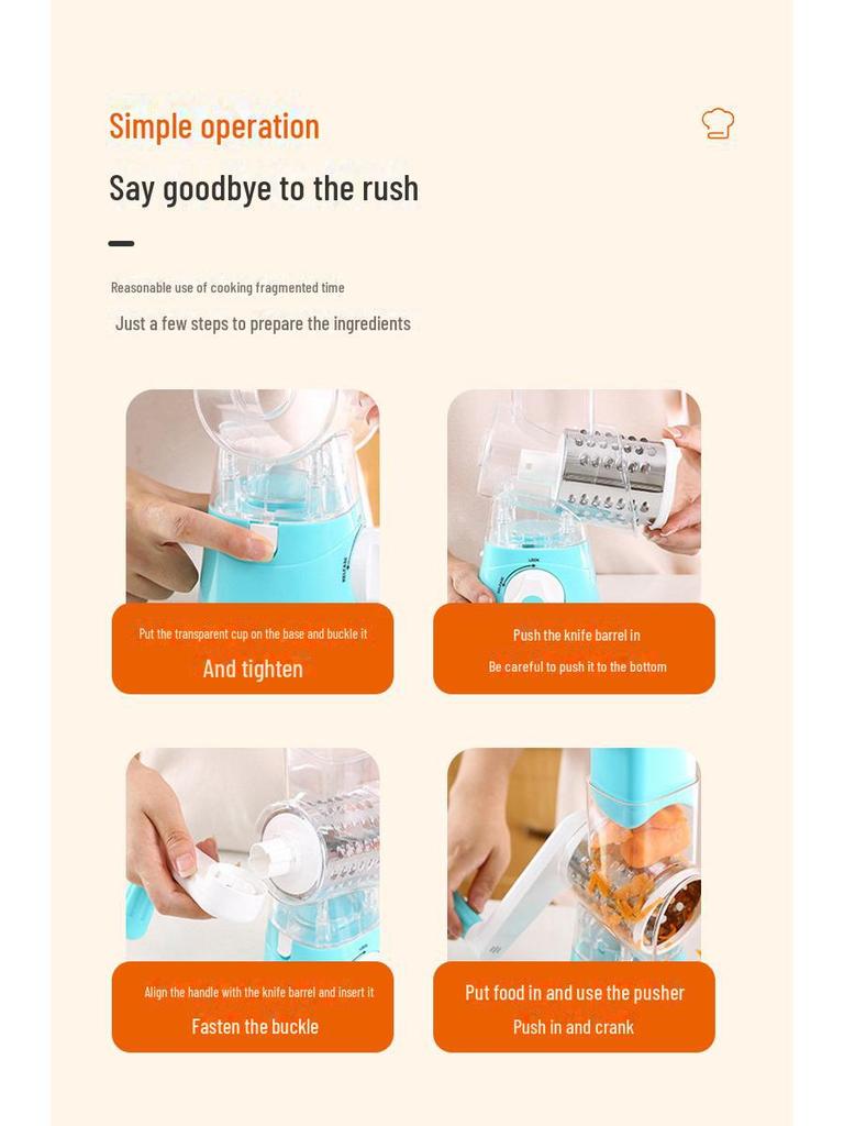 Multi-Function Hand-Cranked Vegetable Cutter and Grater