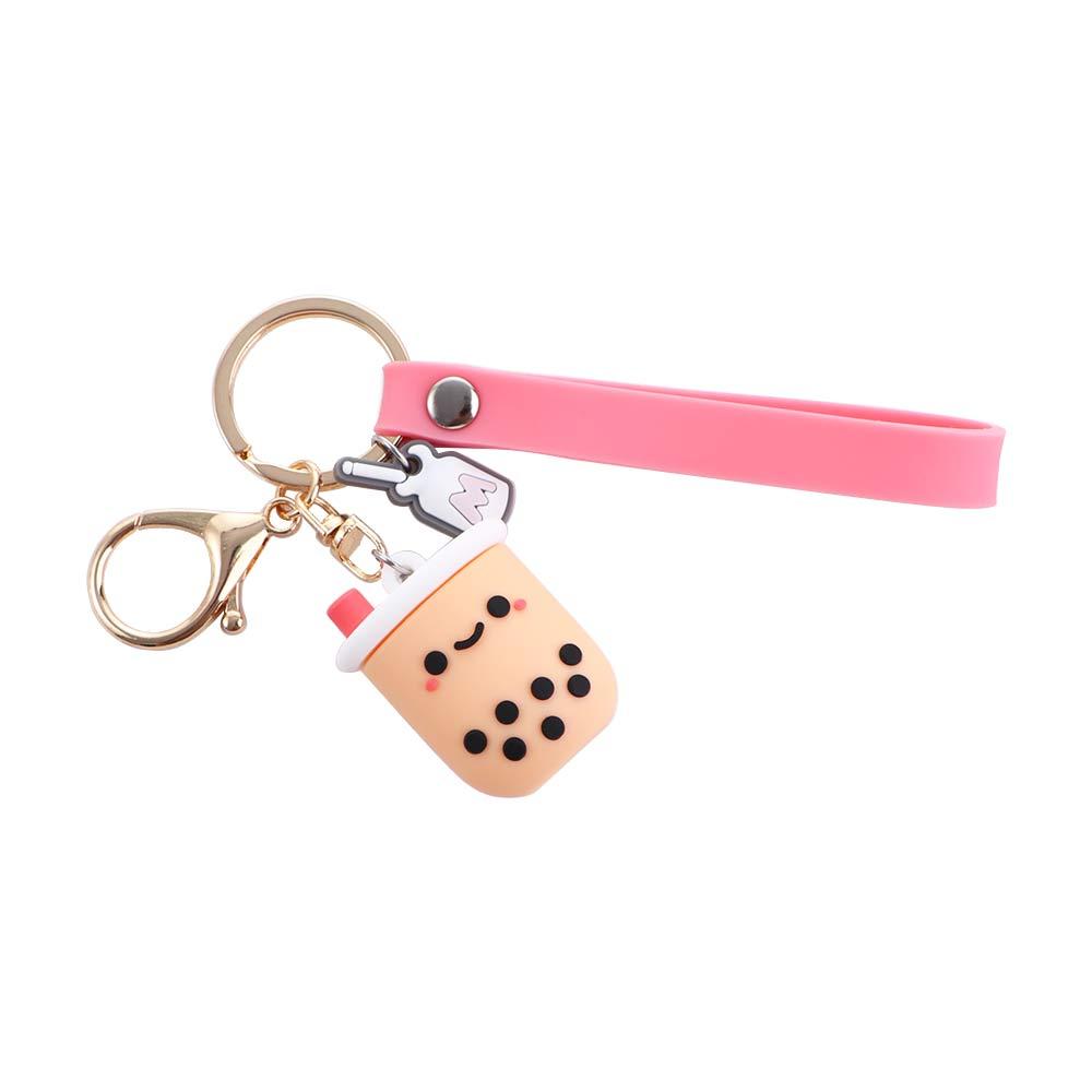Милый подарочный брелок-симулятор из силикона в виде жемчужного молочного чая для женщин, кольцо для ключей, подвеска для сумки, автомобильный аксессуар