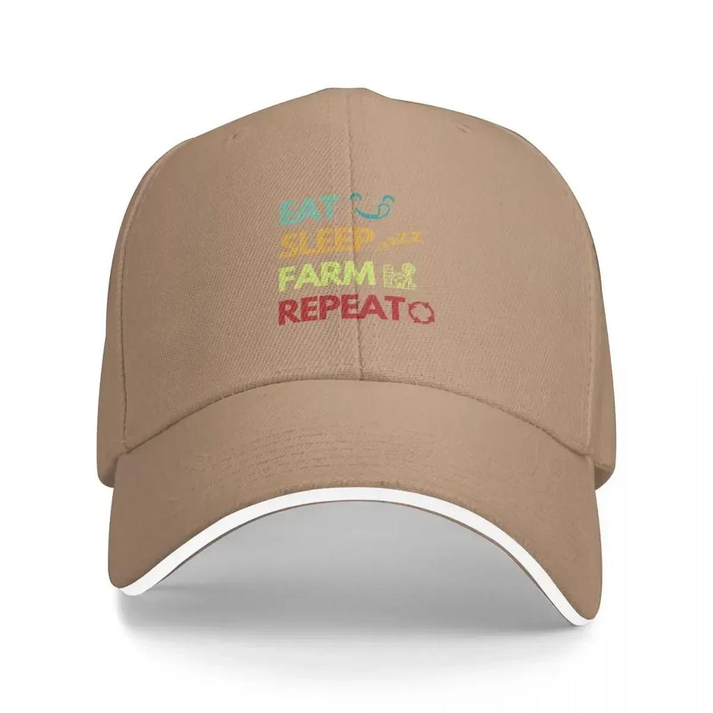 Eat sleep farm repeat Farm quote Baseball Cap tea Hat Bobble Hat Unisexs Caps Womens