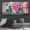 Lift The Curtain LOVE IS ALL WE NEED Graffiti Art Canvas Painting Street Art Pop Poster Picture Print for Living Room Home Decor