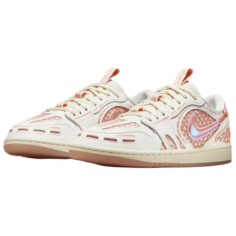 Jordan Женские винтажные баскетбольные кроссовки Air Jordan 1 с низким верхом, устойчивые к истиранию, розово-белые Jordan HQ2186-180