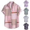 Summer Men's Fashion Trend Short-Sleeved Beach Print Single-Breasted Lapel Shirt