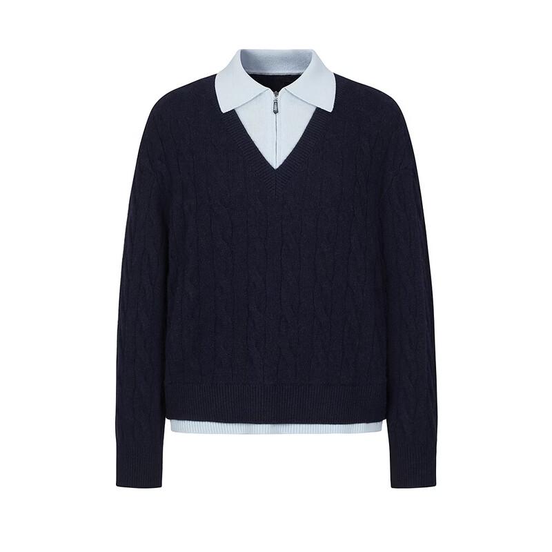 JUZI ANNACO Preppy Style Faux Two-Piece Knit Pullover