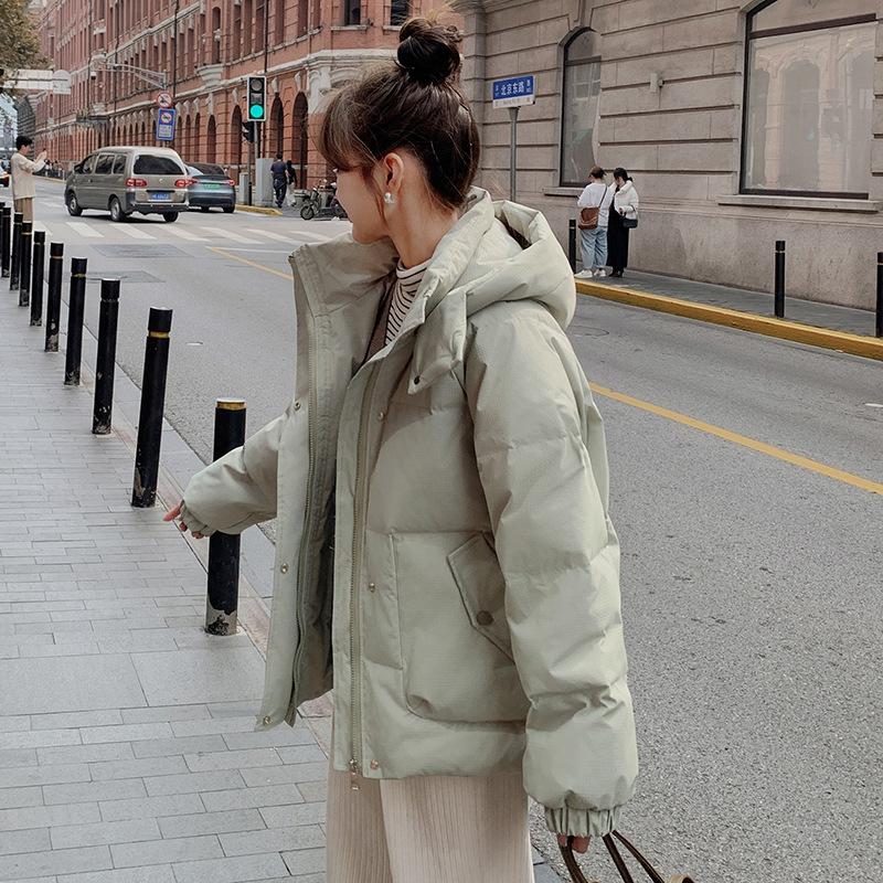 Green 90 white duck down jacket women's winter 2024 new small short hooded thickened fried street