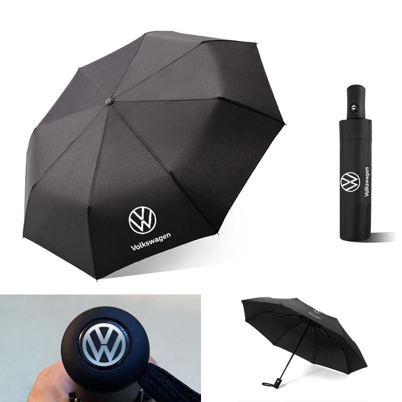 For Volkswagen VW Car Logo Automatic Folding Windproof Sunshade Umbrella For VW Polo Bora Sagitar Golf Passat Touareg Tiguan Sharan Lavida T-CROSS