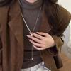 Простое ожерелье-подвеска в виде капли воды для женщин, нерегулярный металл, гладкое, длинное Y-образное ожерелье, цепочка для свитера, ювелирное изделие