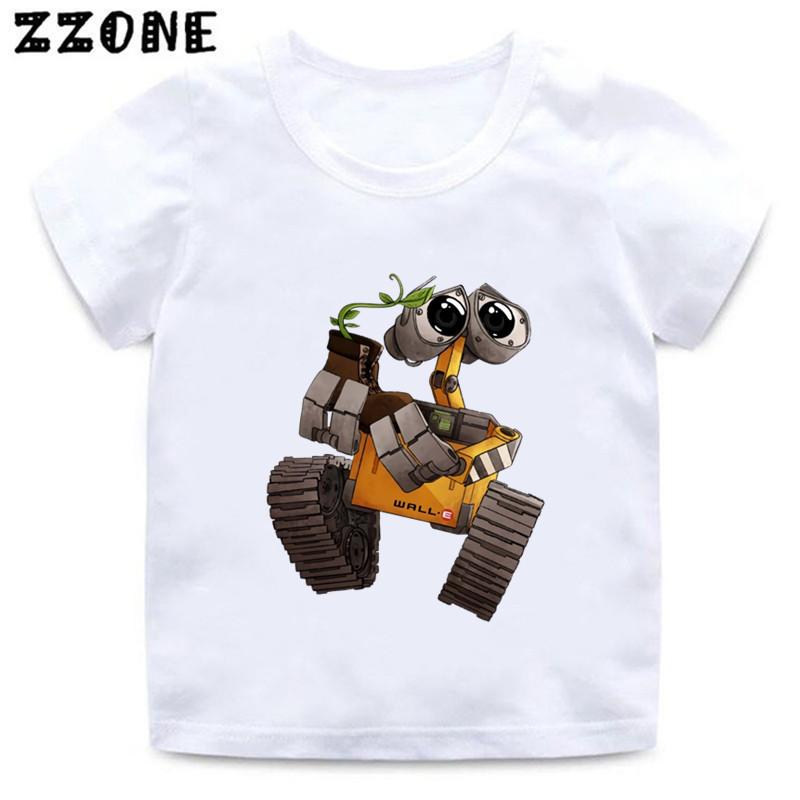 Movie Wall-E and Eve Print Cartoon Kids T-Shirts Funny Girls Clothes Baby Boys Short Sleeve White T shirt Summer Children Tops