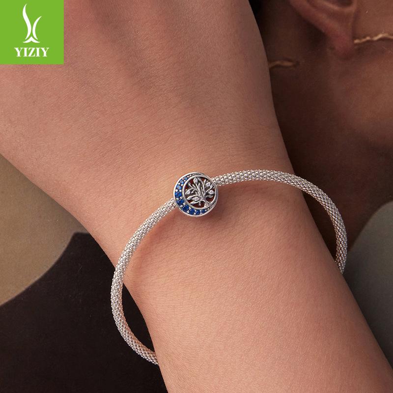 S925 Sterling Silver Moon Life Beaded Mysterious Blue Moon Diy Bracelet Bead Accessories