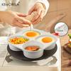 KEMORELA Medical Stone 4 Holes Egg & Hamburger Frying Pan Non-Stick Egg Pancake Pot With Wooden Handle For Induction Gas Stove