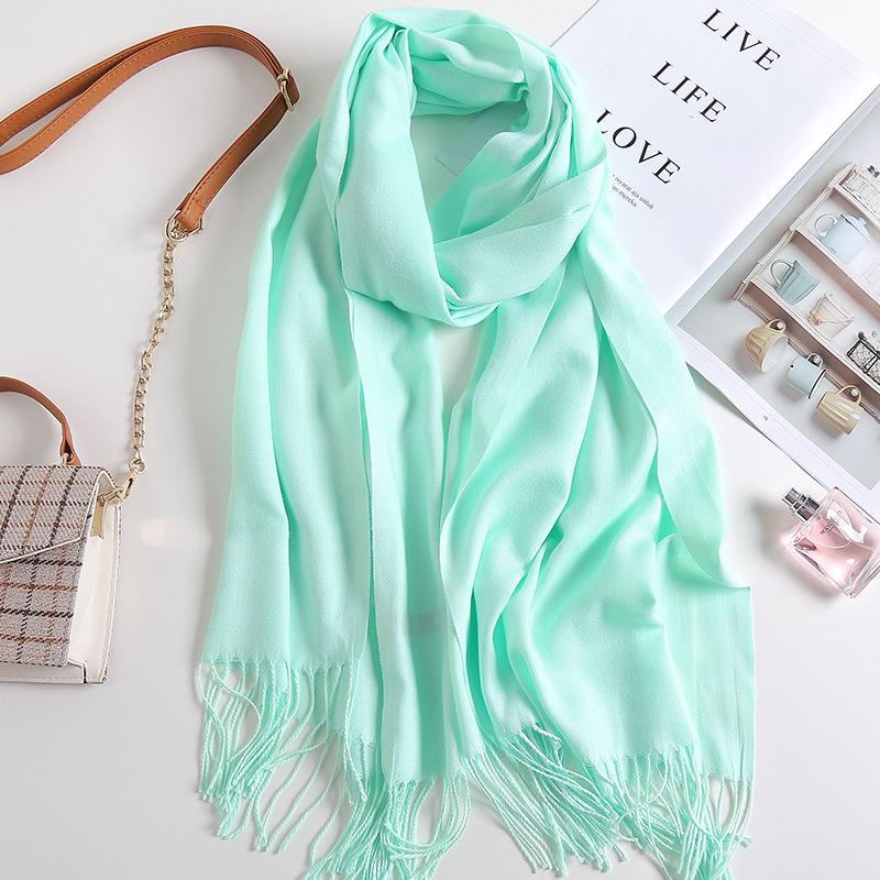 Осенне-зимний новый женский кашемировый шарф, однотонный, имитация кашемира, толстый вышитый кашемировый платок