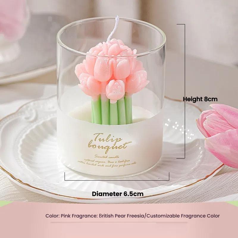 Ароматизированная цветочная свеча Подарочная коробка Букет тюльпанов Подсвечник в форме цветка Подарок на День святого Валентина Праздничная свеча