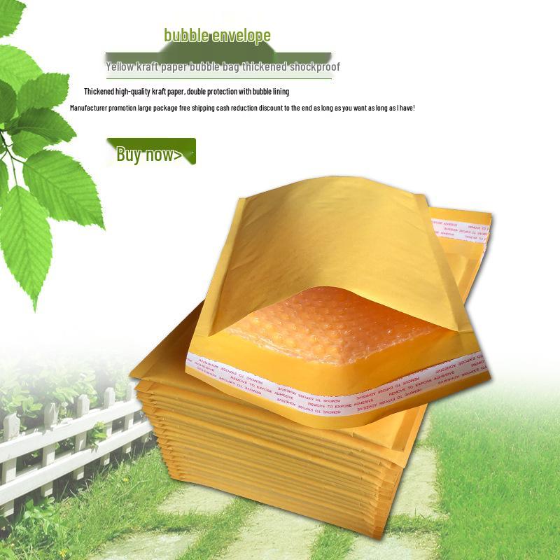 Уплотнённый жёлтый крафтовый пакет с пузырьковой плёнкой: Ударопрочный пенопластовый конверт для логистики и одежды